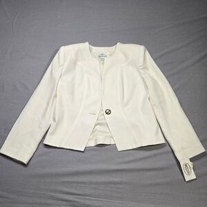 Vintage Arenzano Women's Blazer Jacket Cream Single Button Size 8, 80s With Tags